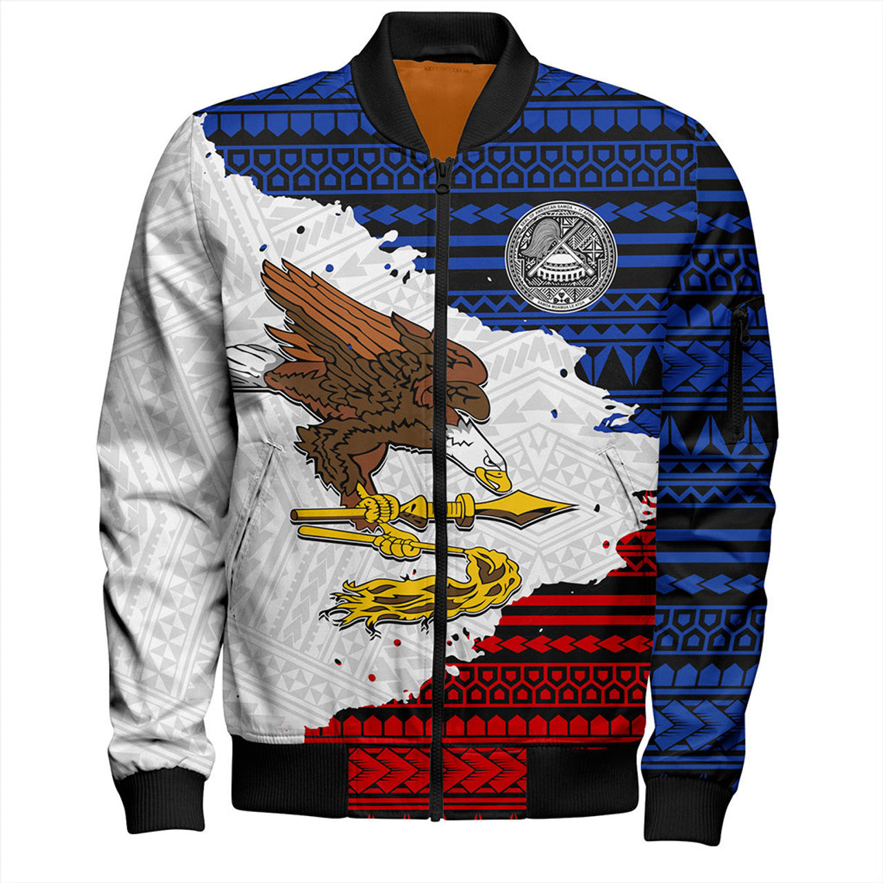 FUNSTUFFPRINT American Samoa Bomber Jacket Eagles Flag Grunge Style 3D Bomber Jacket