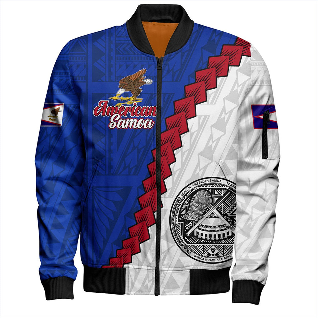 FUNSTUFFPRINT American Samoa Bomber Jacket Polynesian With Flag Independence Day 3D Bomber Jacket