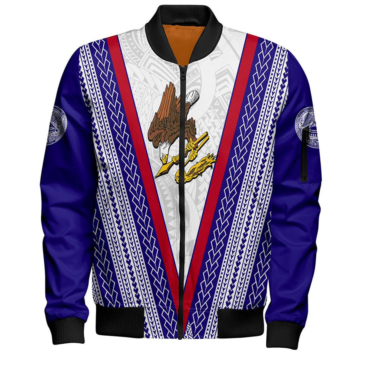 FUNSTUFFPRINT American Samoa Bomber Jacket Polynesian Tribal Flag 3D Bomber Jacket