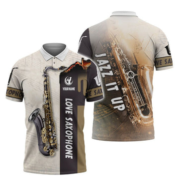 FUNSTUFFPRINT Love Saxophone Jazz Custom 3D Polo Shirt
