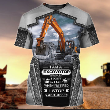 FUNSTUFFPRINT I Am Excavator Driver Metal 3D All Over PrinT-Shirt, Excavator Shirt for Men & Women 3D T-shirt