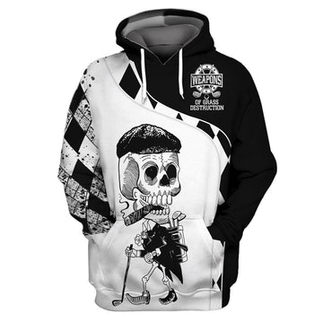 FUNSTUFFPRINT Weapons of Grass Destruction Golf Shirt, Black Plaid Pattern Golf 3D Hoodie and Zip Hoodie
