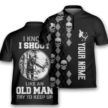 Custom Personalized Archery I Know I Shoot Like An Old Man Shooter Archery Jersey Zipper Shirt