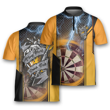 Play Darts Drink Beer Team Layers Shooter Archery Jersey Zipper Shirt