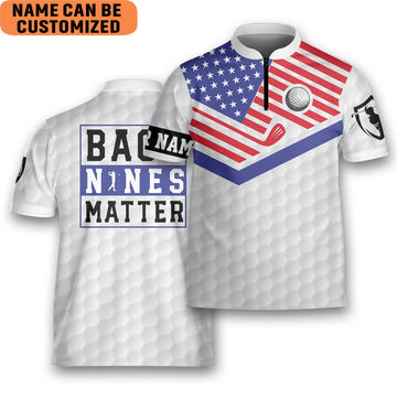 Custom American Golfer Dad Flag And Golf Back Nines Matter Golfing Mandarin Zipper Jersey