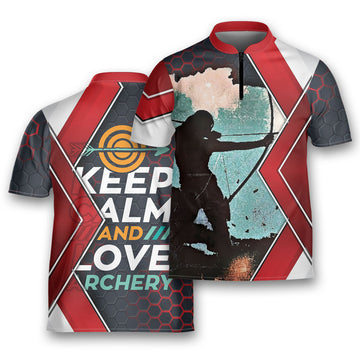 Custom Personalized Keep Calm And Love Archery Jersey Zipper Shirt