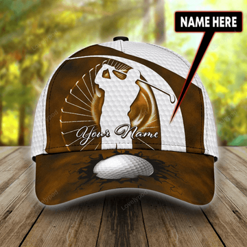 FUNSTUFFPRINT Personalized Golf Brown Color Golf Classic Cap, Golf player cap hat for men and women