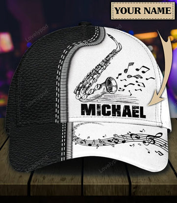 FUNSTUFFPRINT Saxophone Classic Cap, Personalized Gift for Music Lovers, Saxophone Lovers