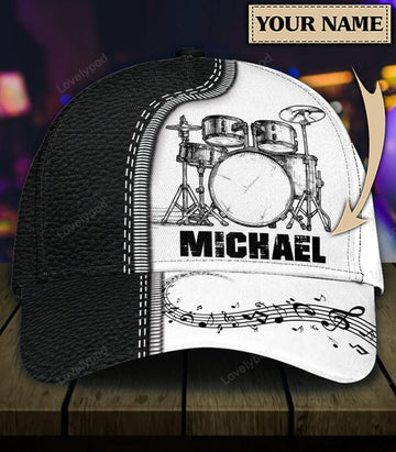 FUNSTUFFPRIT Personalized Drum Classic Cap, Personalized Gift for Music Lovers, Drum Lovers baseball cap hat