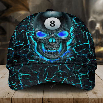 FUNSTUFFPRINT Custom Billiards Skull Fire Multi color Classic Cap, Billiards hat for men, Gift for Billiards player