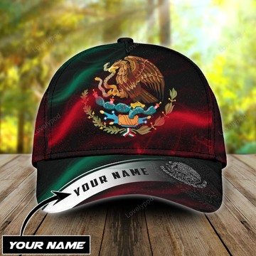 FUNSTUFFPRIT Personalized Mexico Smoke 3D Classic Cap, Baseball Hat For Mexican, Mexico Hat Cap