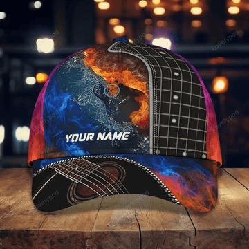 FUNSTUFFPRIT Personalized Baseball Guitar Full Print Cap Hat For Guitar Lover, Classic Guitar 3D Caps To My Son, Daughter