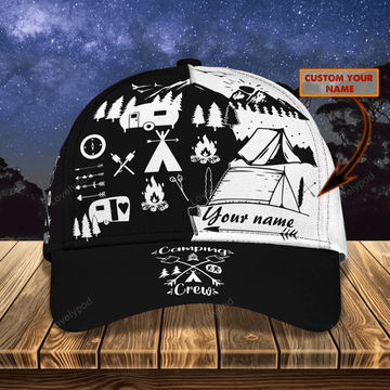 FUNSTUFFPRINT Customized With Name Camping Classic Cap Hat, Baseball Camping Cap Hat, Camp Cap Hat, Camping Gift