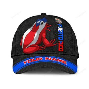 FUNSTUFFPRINT Personalized Puerto Rico Coqui Frog All Printed Classic Cap, Unisex Cap Hat For Puerto Rican