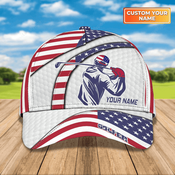FUNSTUFFPRIT Personalized With Name 3D All Over Print Golf Caps For Men, American Golfer Baseball Cap, Golfer Gifts