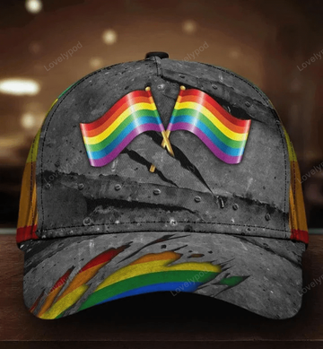 FUNSTUFFPRINT Lgbt Cap, Lgbt Pride Crack All Over Printing 3D Baseball Cap Hat