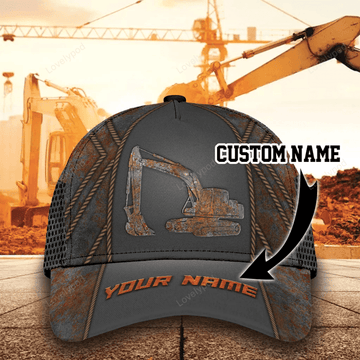 FUNSTUFFPRIT Personalized Excavator Heavy Equipment Cap, Baseball 3D All Over Printed Excavator Hat Cap