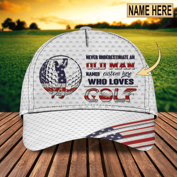FUNSTUFFPRIT Custom With Name A 3D Cap For Golf Man, Never Underestimate An Old Man Who Loves Golf, Cap Hat For Golf Lover