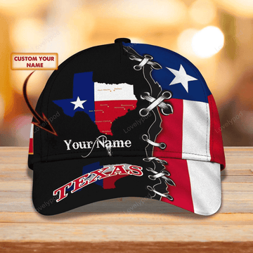 FUNSTUFFPRIT Personalized Name 3D Full Printing Texas Cap, Texas Baseball Classic Cap Hat