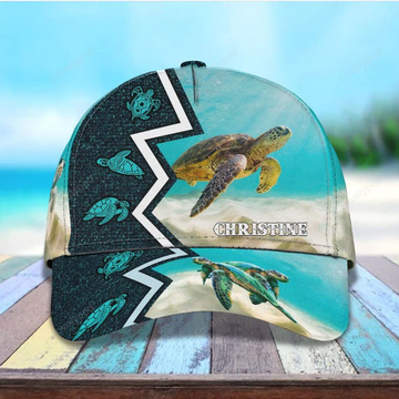 FUNSTUFFPRINT Customized Turtle Art Summer 3D Baseball Cap, Turtle Hat for Husband and Wife