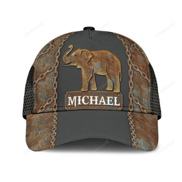 FUNSTUFFPRINT Customized Vintage Elephant Cap for Man who love Elephant Hat for Husband