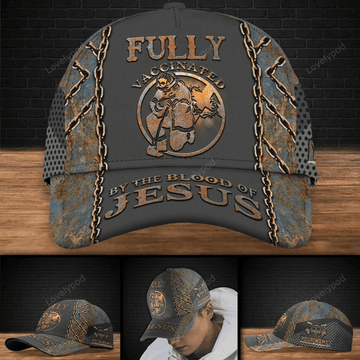 FUNSTUFFPRINT Firefighter Jesus Firefighter Cap Personalized Jesus Gift, Fully Vaccinated By The Blood Of Jesus Cap