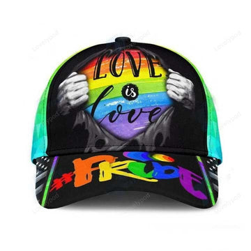 FUNSTUFFPRINT LGBT Pride Love Is Love Classic Cap, Gay Pride Baseball 3D Printed Cap, Pride Accessories