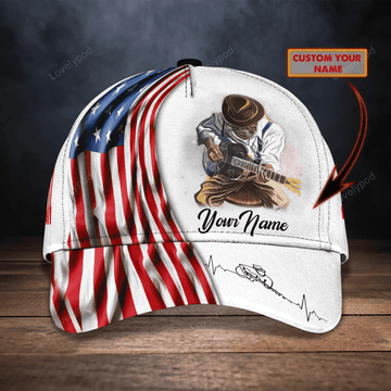 FUNSTUFFPRIT Personalized Guitar Caps Hat, 3D All Over Print Baseball Cap For Guitar Man, Present Guitar Lovers