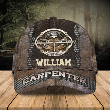 FUNSTUFFPRINT Customized Carpenter Hat for Dad's Birth's Day Gift, Carpenter 3D Cap All Over Printed