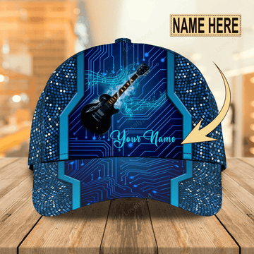 FUNSTUFFPRIT Personalized Beautiful Guitar Full Print Cap Hat For Adult, Colorful Classic 3D Guitar Cap For Musican