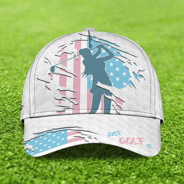 FUNSTUFFPRIT Personalized 3D Full Printed Cap For Girl Love Golf And Dog, 3D Golf Cap Hat For Her