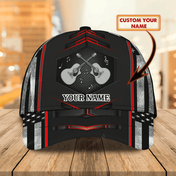 FUNSTUFFPRIT Personalized Beautiful Guitar Full Print Cap Hat For Adult, Colorful Classic 3D Guitar Cap For Musican