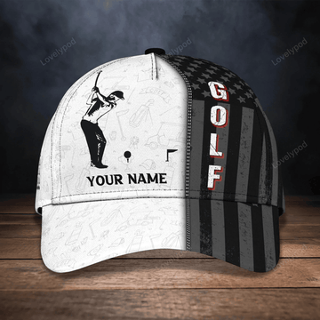 FUNSTUFFPRIT Personalized With Name Mens Golf Hat, 3D Full Print Baseball Cap For Golfer, All Over Print Golf Caps