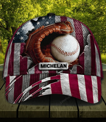FUNSTUFFPRINT Customized Baseball Classic Cap for Friends, Glove and Baseball 3D Hat for Baseball Players