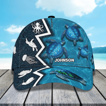 FUNSTUFFPRINT Customized Turtle Art Summer 3D Baseball Cap, Turtle Hat for Husband and Wife