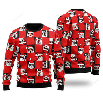 FUNSTUFFPRINT Santa Peeking Merry Christmas Ugly Christmas Sweater For Men & Women Adult - Christmas Gifts Ugly Sweater
