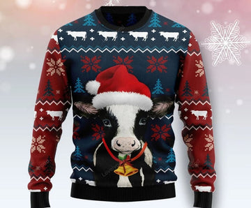 FUNSTUFFPRINT Lovely Cow Ugly Christmas Sweater for men and women Ugly Sweater
