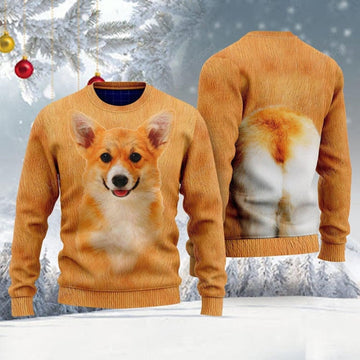 FUNSTUFFPRINT Corgi Ugly Christmas Sweater, Dog ugly Christmas sweater for men and women, Gift for Dog lover Ugly Sweater