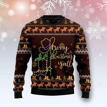 FUNSTUFFPRINT Cowboy Boots Ugly Christmas Sweater For Men & Women Adult, Christmas gift Ugly Sweater