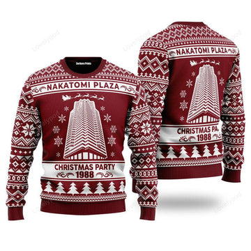 FUNSTUFFPRINT Nakatomi Plaza 1988 Ugly Christmas Sweater For Men & Women Ugly Sweater