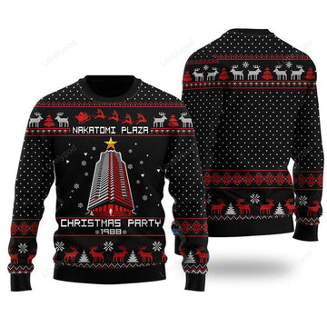 FUNSTUFFPRINT Nakatomi Plaza Christmas Party Ugly Christmas Sweater For Men & Women Ugly Sweater