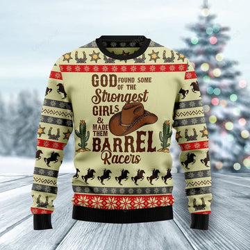 FUNSTUFFPRINT Rodeo Girl Ugly Christmas Sweater, Cowgirl shirt, Christmas cowgirl ugly sweater Ugly Sweater