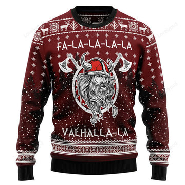 FUNSTUFFPRINT Vikings Fa La La La Ugly Christmas Sweater for men and women, Christmas shirt Ugly Sweater