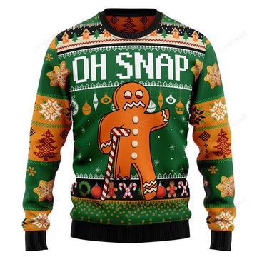 FUNSTUFFPRINT Oh Snap Gingerbread Ugly Christmas Sweater Ugly Sweater