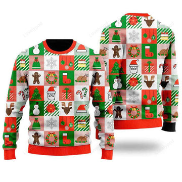 FUNSTUFFPRINT Merry Christmas Light It Up Pattern Ugly Christmas Sweater For Men & Women, Adult Ugly Sweater