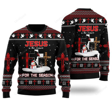 FUNSTUFFPRINT Jesus The Reason for The Season Ugly Christmas Sweater For Men & Women Ugly Sweater