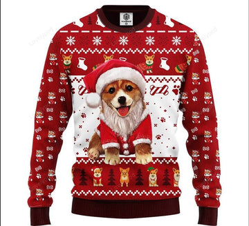 FUNSTUFFPRINT Corgi Noel Cute Christmas Ugly christmas Sweater For Men & Women Adult Ugly Sweater