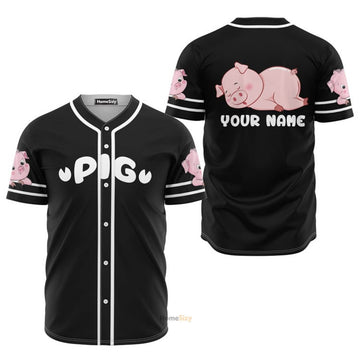 Custom Name Love Cute Pig - Personalized Baseball Jersey