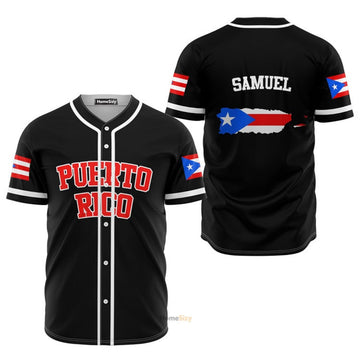 Custom Name Puerto Rico Flag - Personalized Baseball Jersey