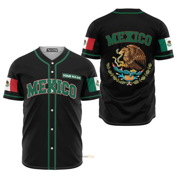 Custom Name Mexico Logo - Personalized Baseball Jersey